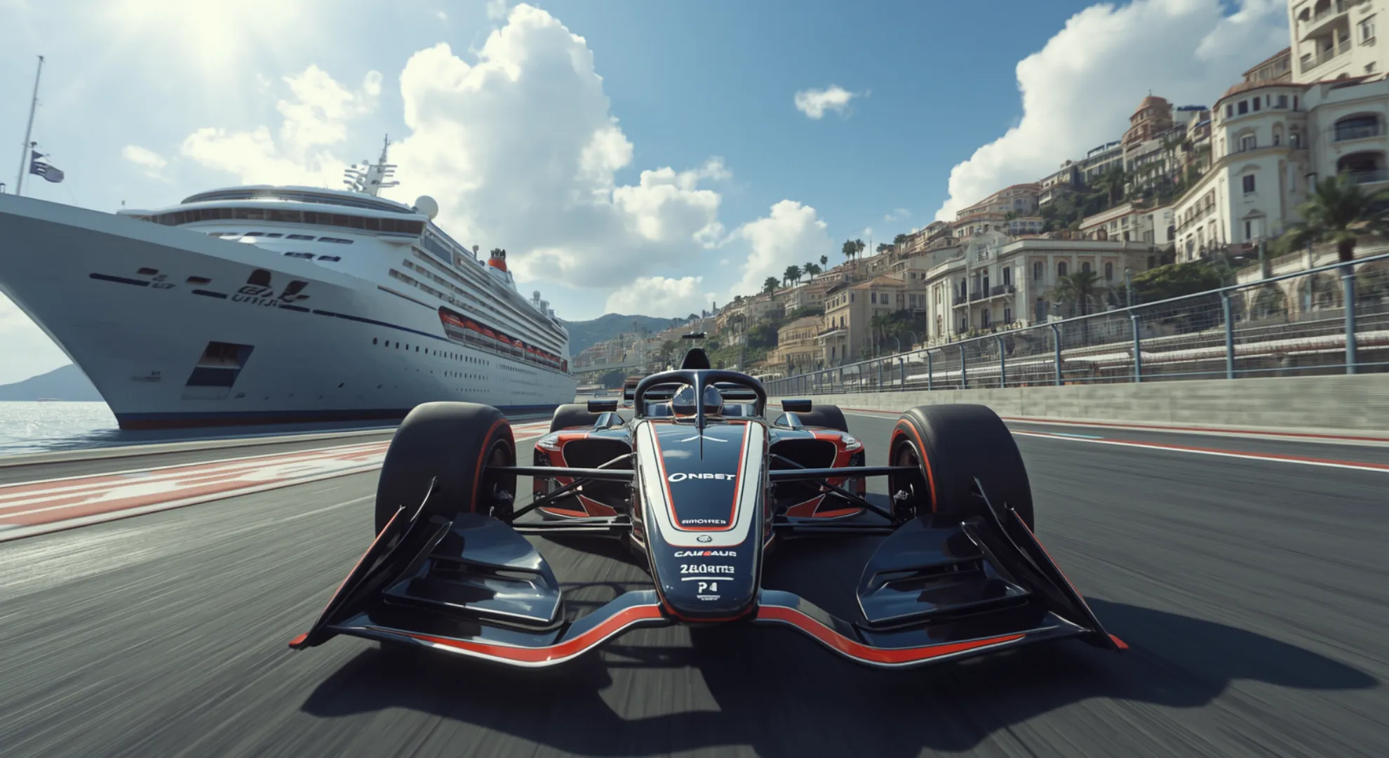 Wonaco — auto da corsa di Formula 1 lungo il circuito di Monaco